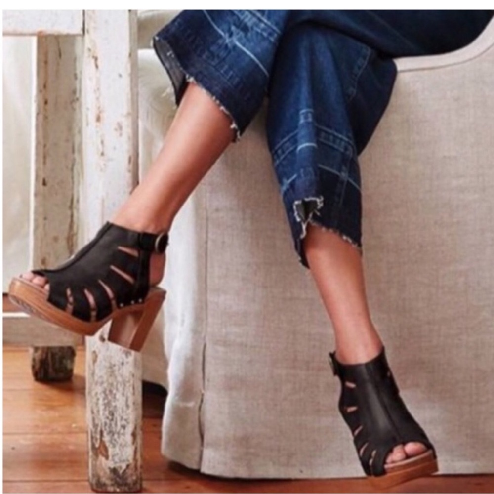 DANSKO DEMETRA Black Leather Clog Mule Platform Open Toe Sandal 42 11.5 12